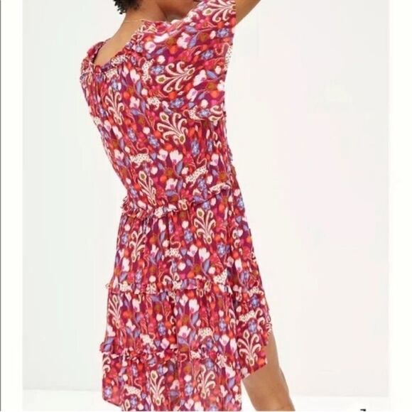 Anthropologie Robin Tiered Paisley Dress Women XS Mini V-Neck Boho Hippie Indie - Picture 5 of 16